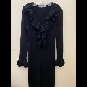 Trina Turk Black Long Sleeve Sweater Dress